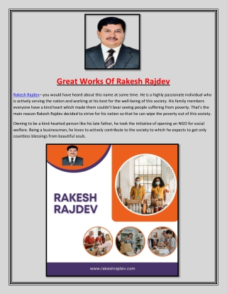 Great Works Of Rakesh Rajdev