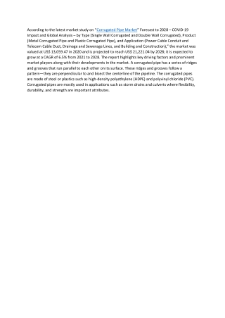 Corrugated Pipe Market