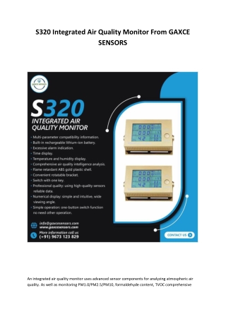 S320 Integrated Air Quality Monitor From GAXCE SENSORS