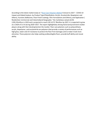 Floor Care Polymers Market