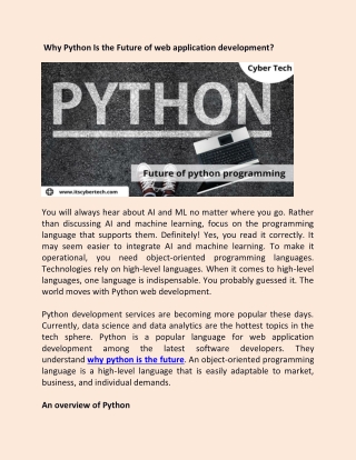 Why Python Is the Future of web application development
