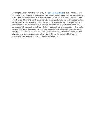 Fecal Analyzer Market