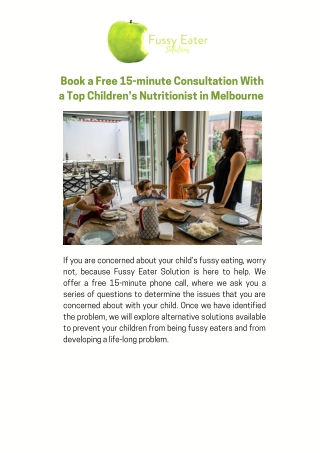 Book a free 15-minute consultation with a top children’s nutritionist in Melbourne