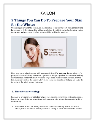 5 Things You Can Do To Prepare Your Skin for the Winter