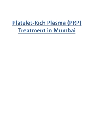 Platelet-Rich Plasma (PRP) Treatment in Mumbai