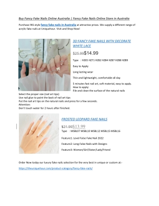 Buy Fancy Fake Nails Online Australia | Fancy Fake Nails Online Store in Austral