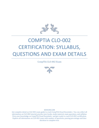 CompTIA CLO-002 Certification: Syllabus, Questions and Exam Details