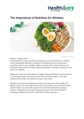 Importance of Nutrition for Athletes