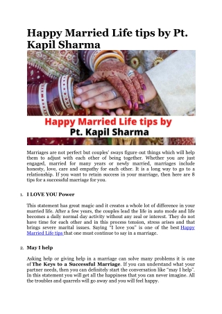 Happy Married Life tips by Pt. Kapil Sharma