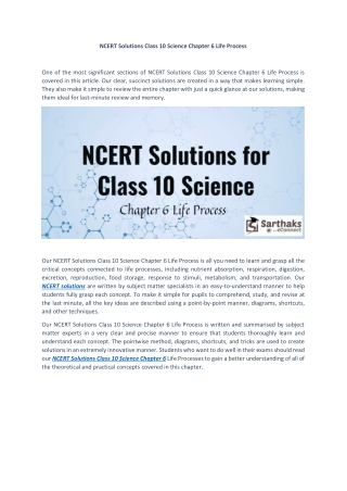 NCERT Solutions Class 10 Science Chapter 6 Life Process