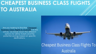 Cheapest Business Class Flights To Australia