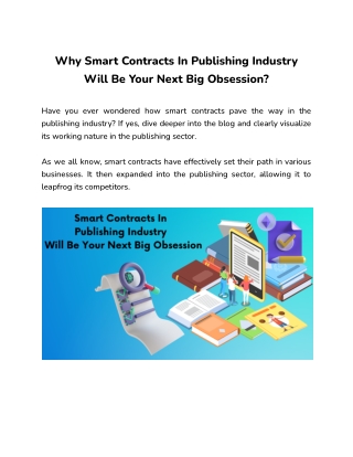 Why Smart Contracts In Publishing Industry Will Be Your Next Big Obsession?