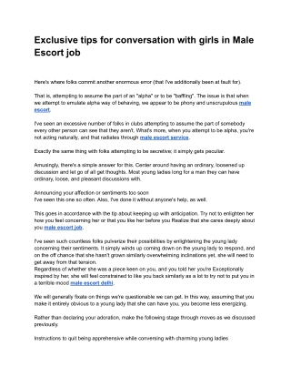 Exclusive tips for conversation with girls in Male Escort job
