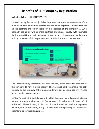 Benefits of LLP Company Registration