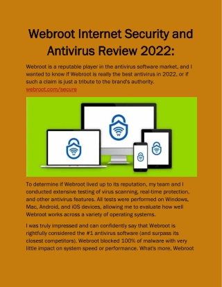 Webroot Internet Security and Antivirus Review 2022