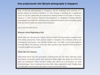 How professionals click lifestyle photography in Singapore