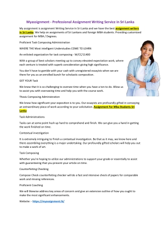 Myassignment - Professional Assignment Writing Service in Sri Lanka