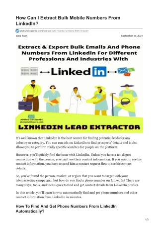 How Can I Extract Bulk Mobile Numbers From LinkedIn
