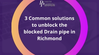 3 Common solutions to unblock the blocked Drain pipe in Richmond  Presentation (1)