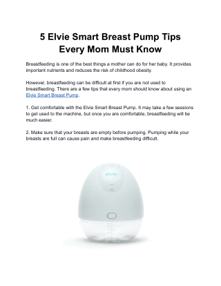 5 Elvie Smart Breast Pump Tips Every Mom Must Know