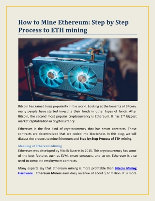 How to Mine Ethereum Step by Step Process to ETH mining