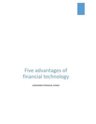 Five advantages of financial technology