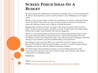 Screen Porch Ideas On A Budget