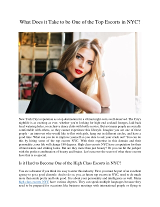 What Does it Take to be One of the Top Escorts in NYC