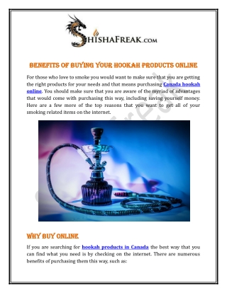 Benefits of Buying Your Canada hookah online