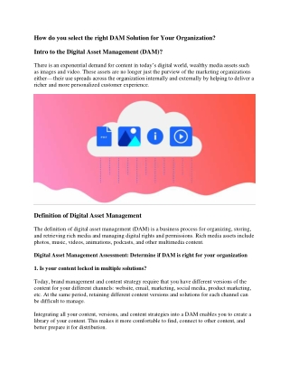 How do you select the right DAM Solution for Your Organization