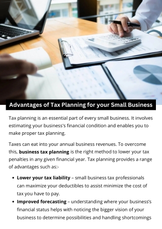 Advantages of Tax Planning for your Small Business