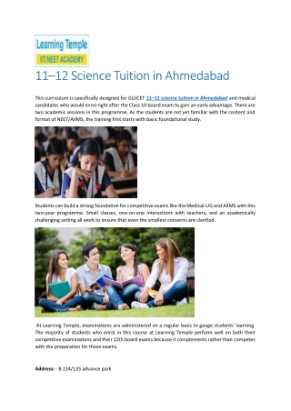 11 12 scince tuition class in ahmedabadd