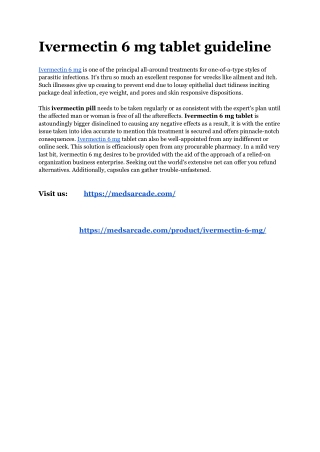 Ivermectin 6 mg tablet guideline