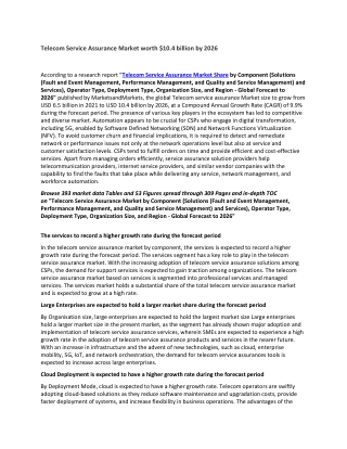 Telecom Service Assurance Market worth $10.4 billion by 2026