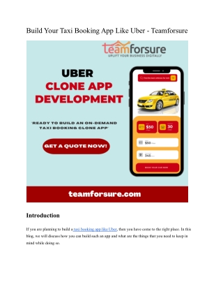 Build Your Taxi Booking App Like Uber - Teamforsure