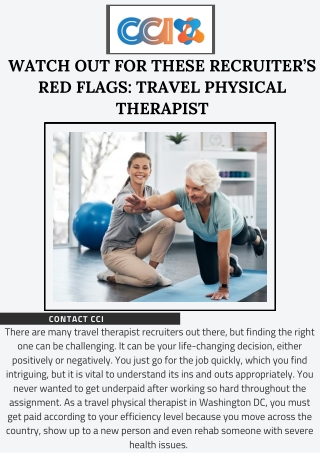 Seeking For Travel Physical Therapist in Washington, DC