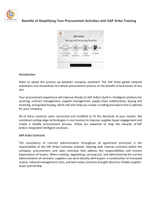 Benefits of Simplifying Your Procurement Activities with SAP Ariba Training
