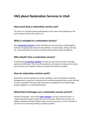 FAQ about Restoration Services in Utah