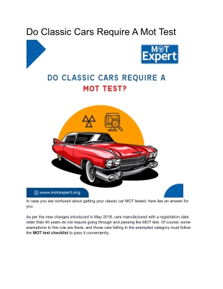 Do Classic cars require a MOT Test