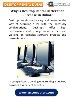 Why is Desktop Rental Better than Purchases in Dubai?