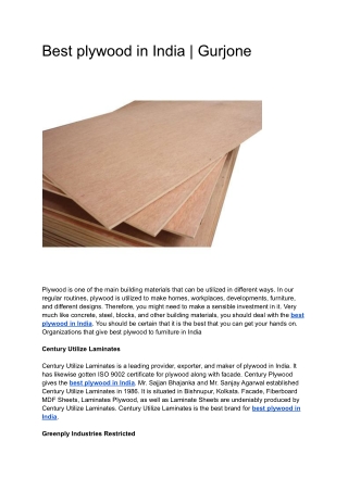Best plywood in India _ Gurjone