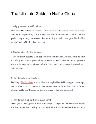 The Ultimate Guide to Netflix Clone