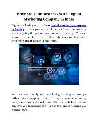 Promote Your Business With  Digital Marketing Company in India