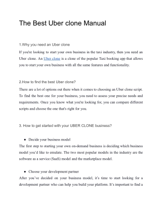 The Best Uber clone Manual