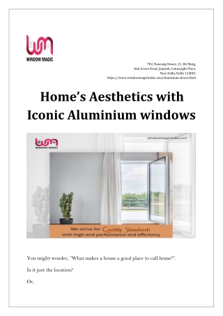 Home’s Aesthetics with Iconic Aluminium windows