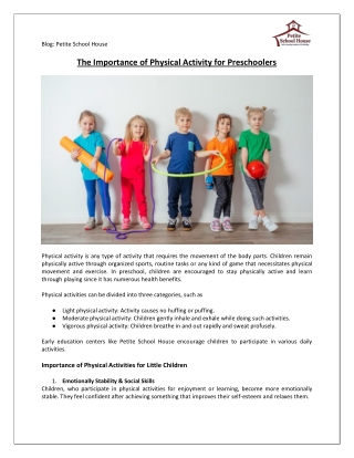 The Importance of Physical Activity for Preschoolers