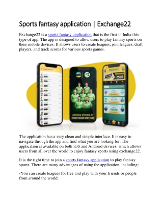 Sports fantasy application - Exchange22
