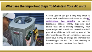 What are the Important Steps To Maintain Your AC unit