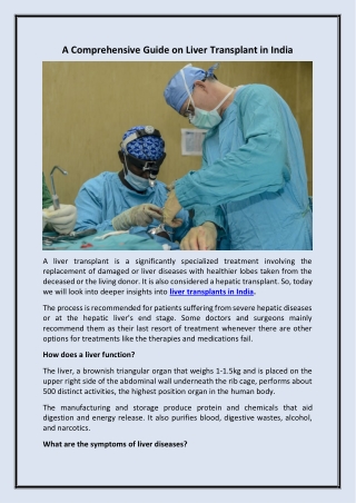 A Comprehensive Guide on Liver Transplant in India