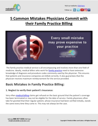 5 Common Mistakes Physicians Commit with their Family Practice Billing